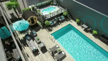 Hyatt Regency Vancouver Outdoor Pool ariel view