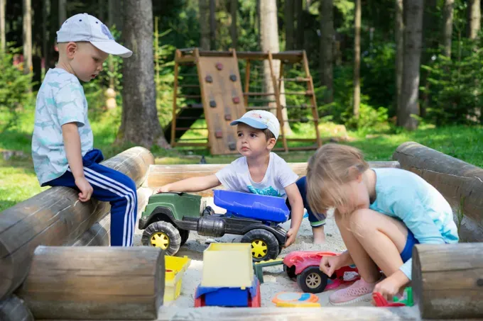 baby playing with his friends