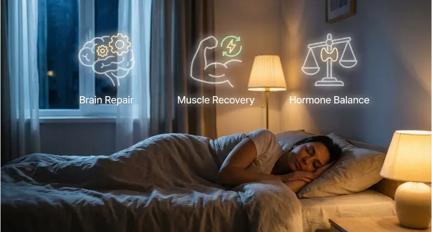 Sleep supporting brain recovery, physical repair, and hormonal balance.