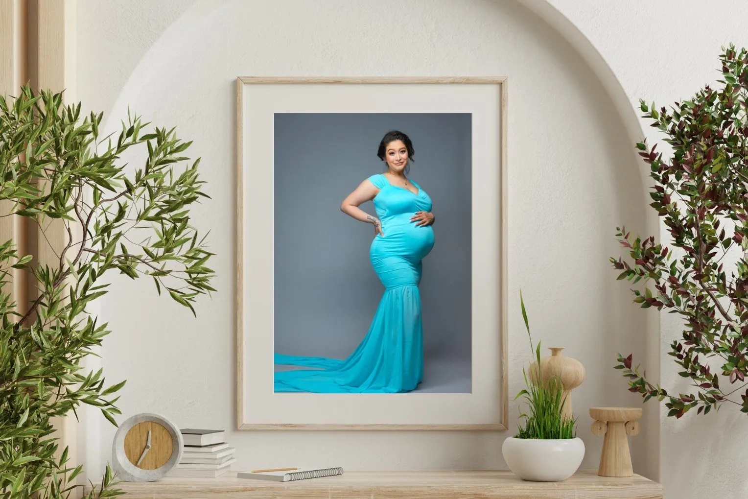 Image mockup of maternity portrair framed