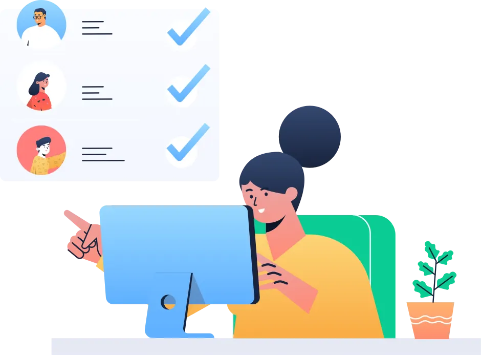 illustration of a woman using computer