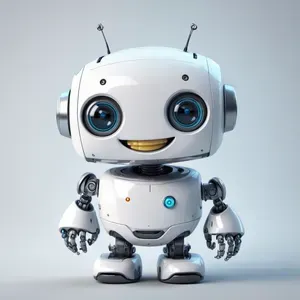 Cute robot smiling in front of camera