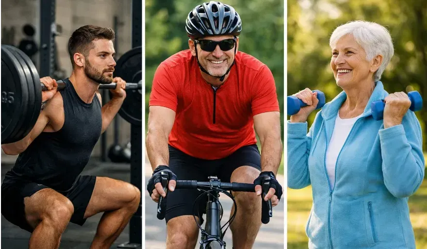 Exercise supporting strength, heart health, and longevity across different life stages