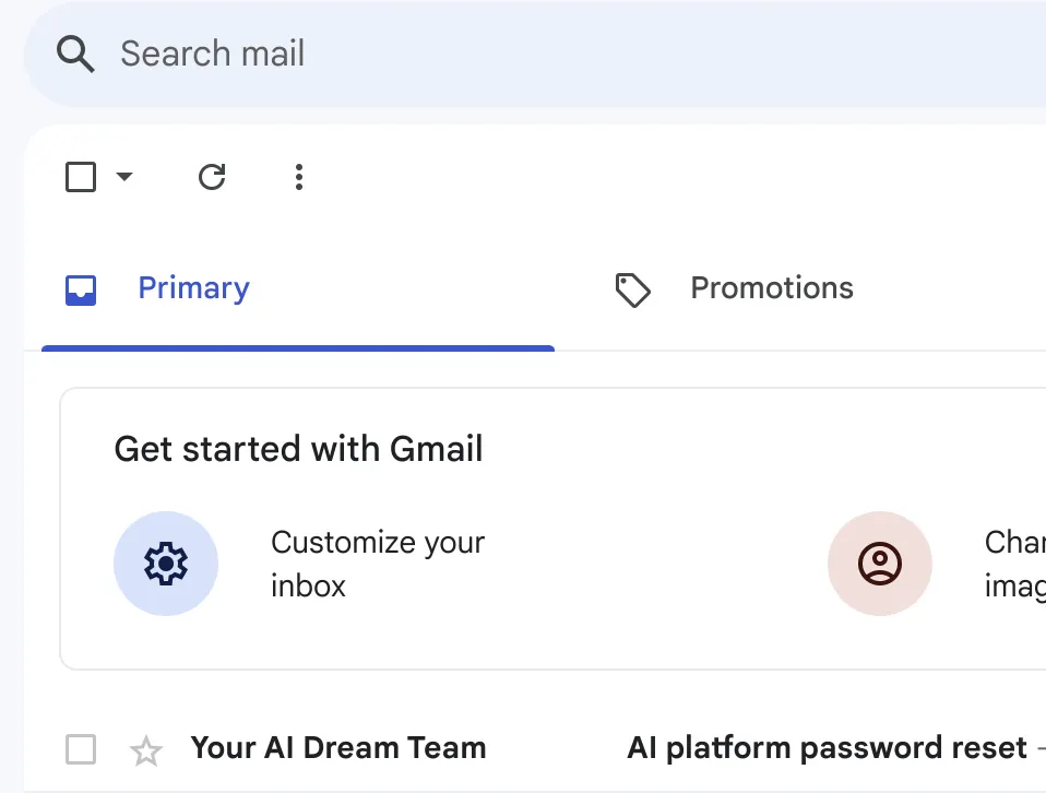 Your AI Dream Team Password Reset Email Image