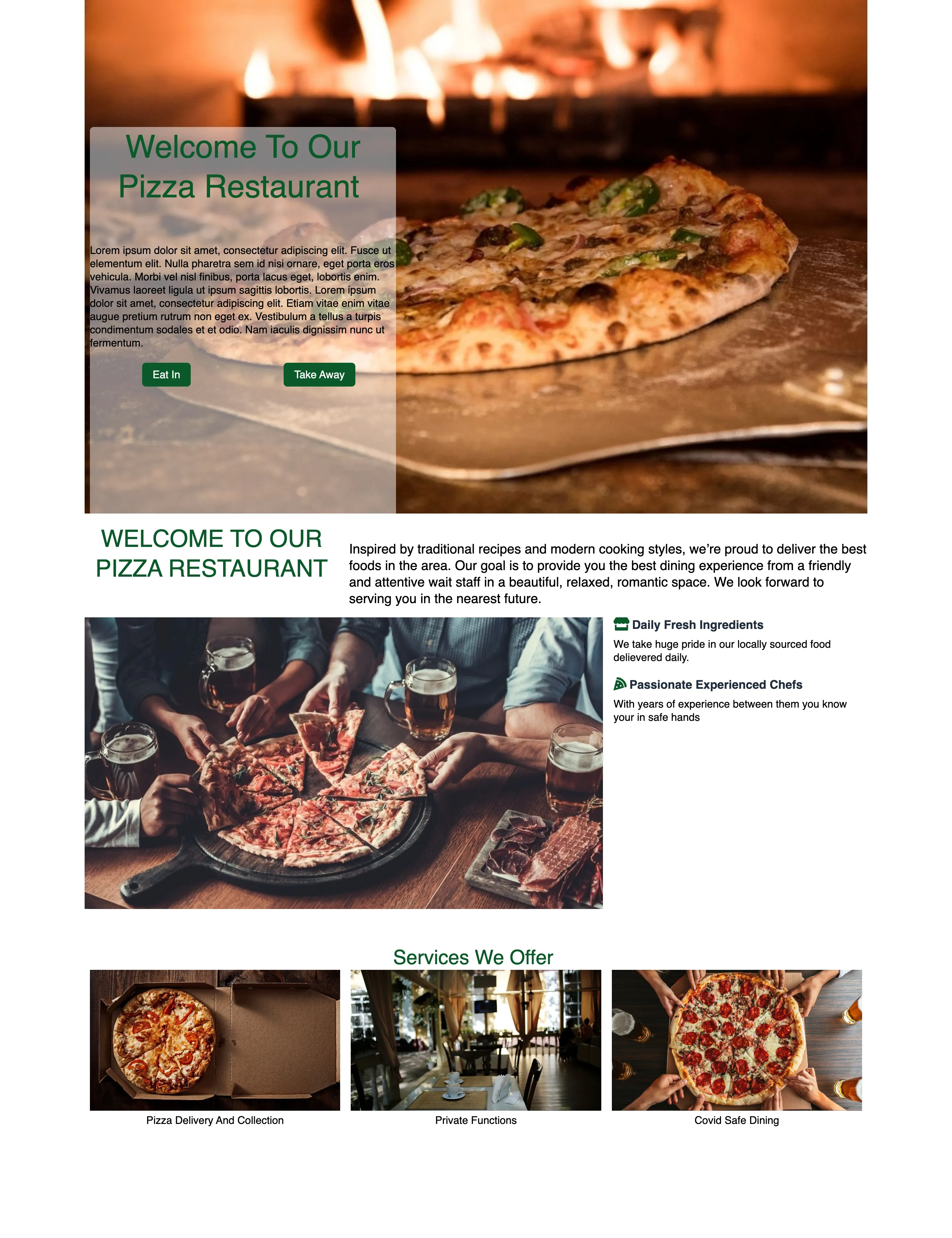 Pizza Restaurant One Page Website