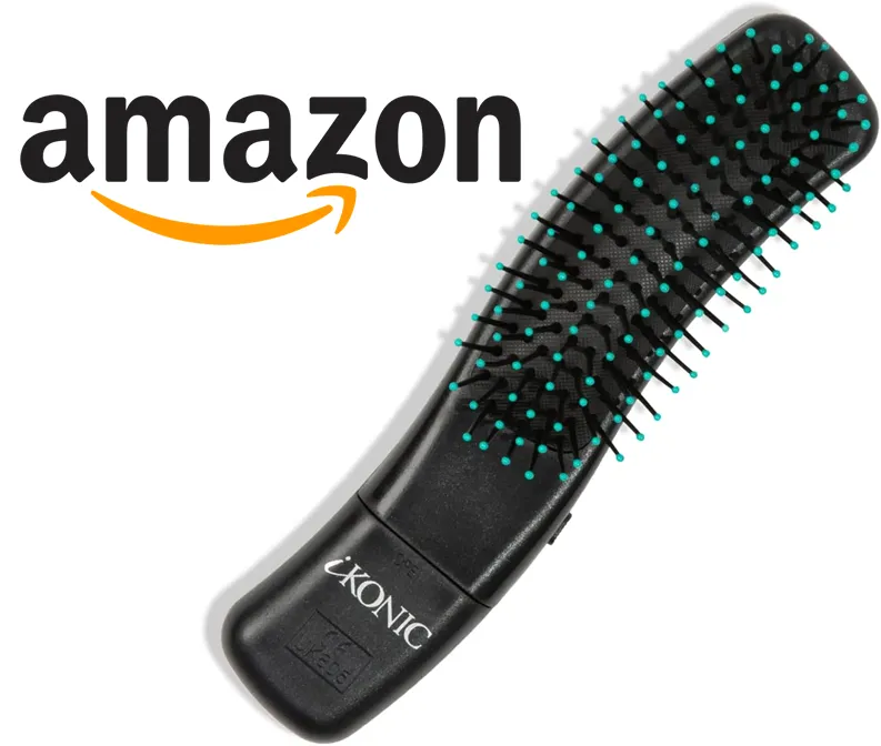  IKONIC 3-in-1 Vibrating Hair Growth Brush – Scalp Massager Hair Regrowth & Detangling Brush – 2 Speeds Aid Headaches, Neck/Back Pain, Hair Loss Solution.