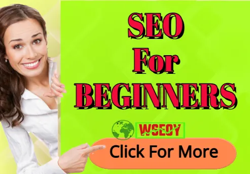 smiling woman pointing at a sign saying, SEO For Beginners