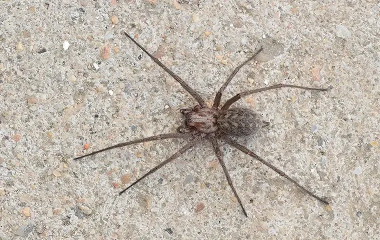 house spider on a cement patio area