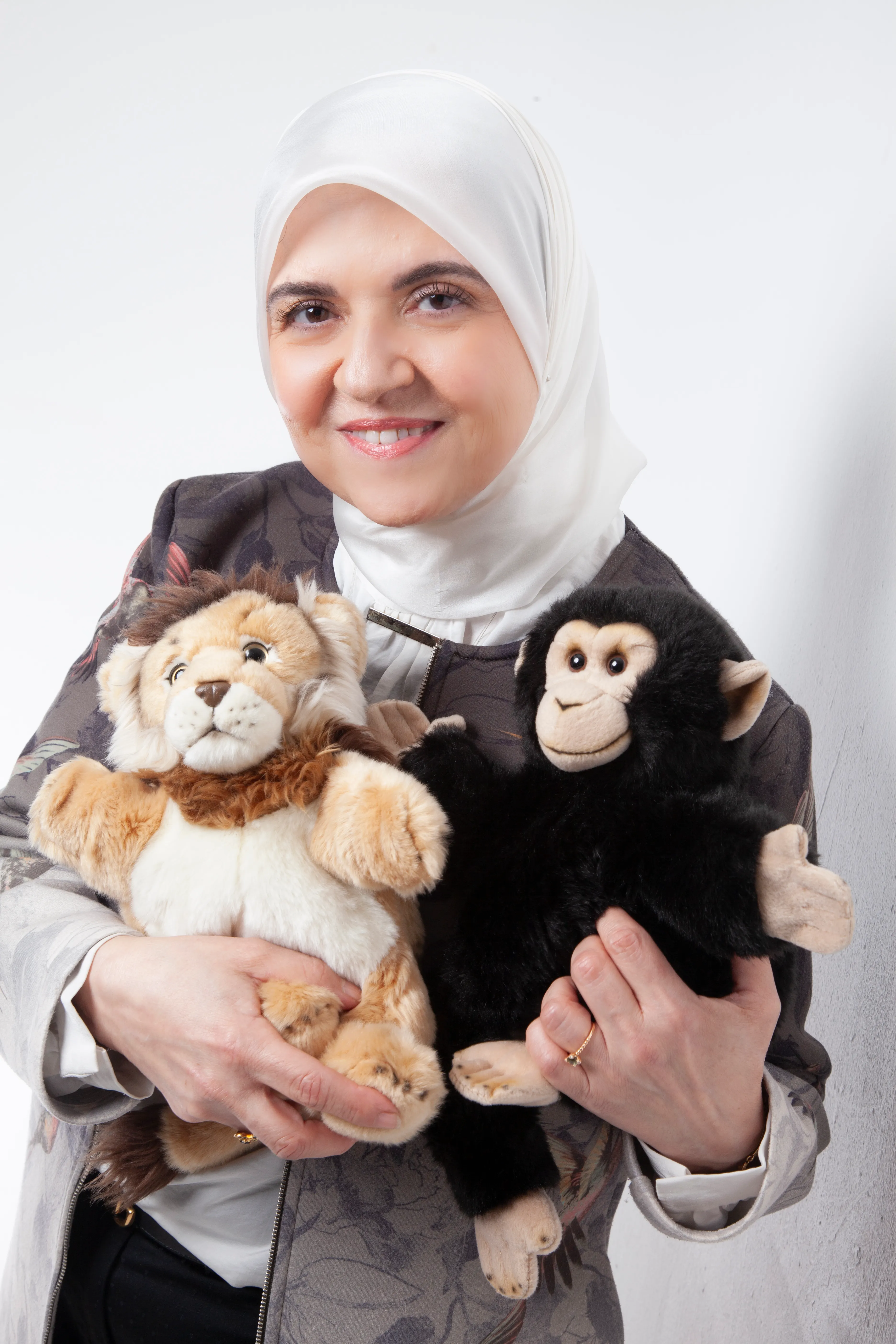 Dr. Amal with Lion and Monkey