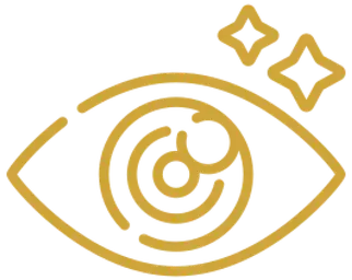 eye and sparkles gold colored icon