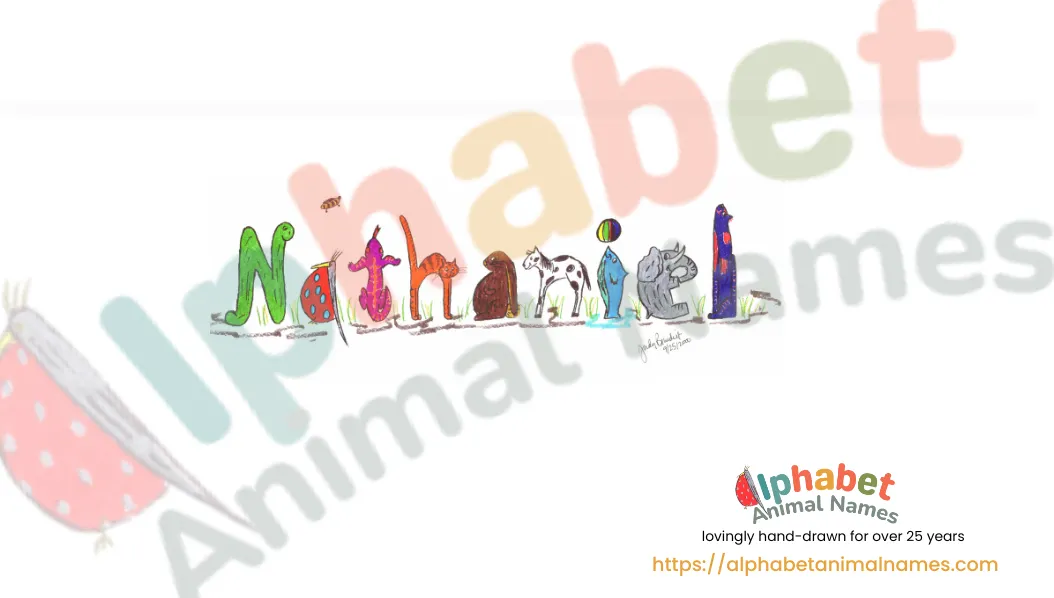 Han-drawn alphabel animal name for a baby, young child, baby shower, baby gift, birthday gift