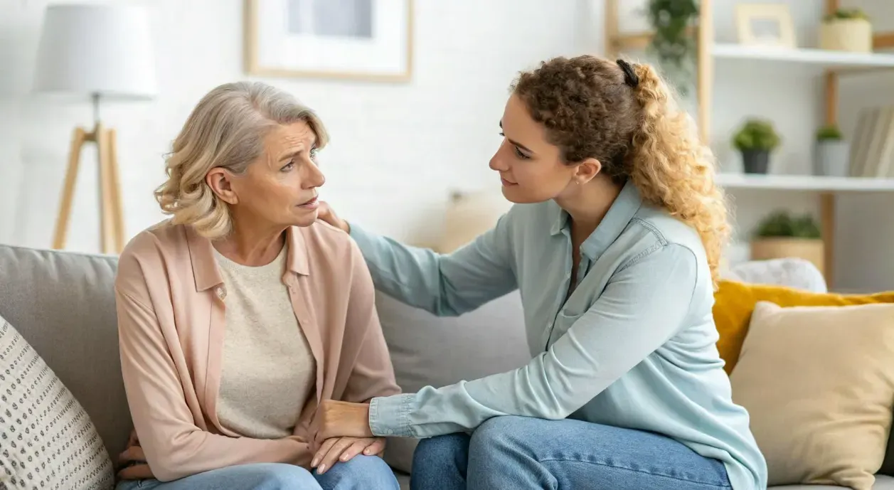 Empathetic listener supporting an abuse survivor through conversation