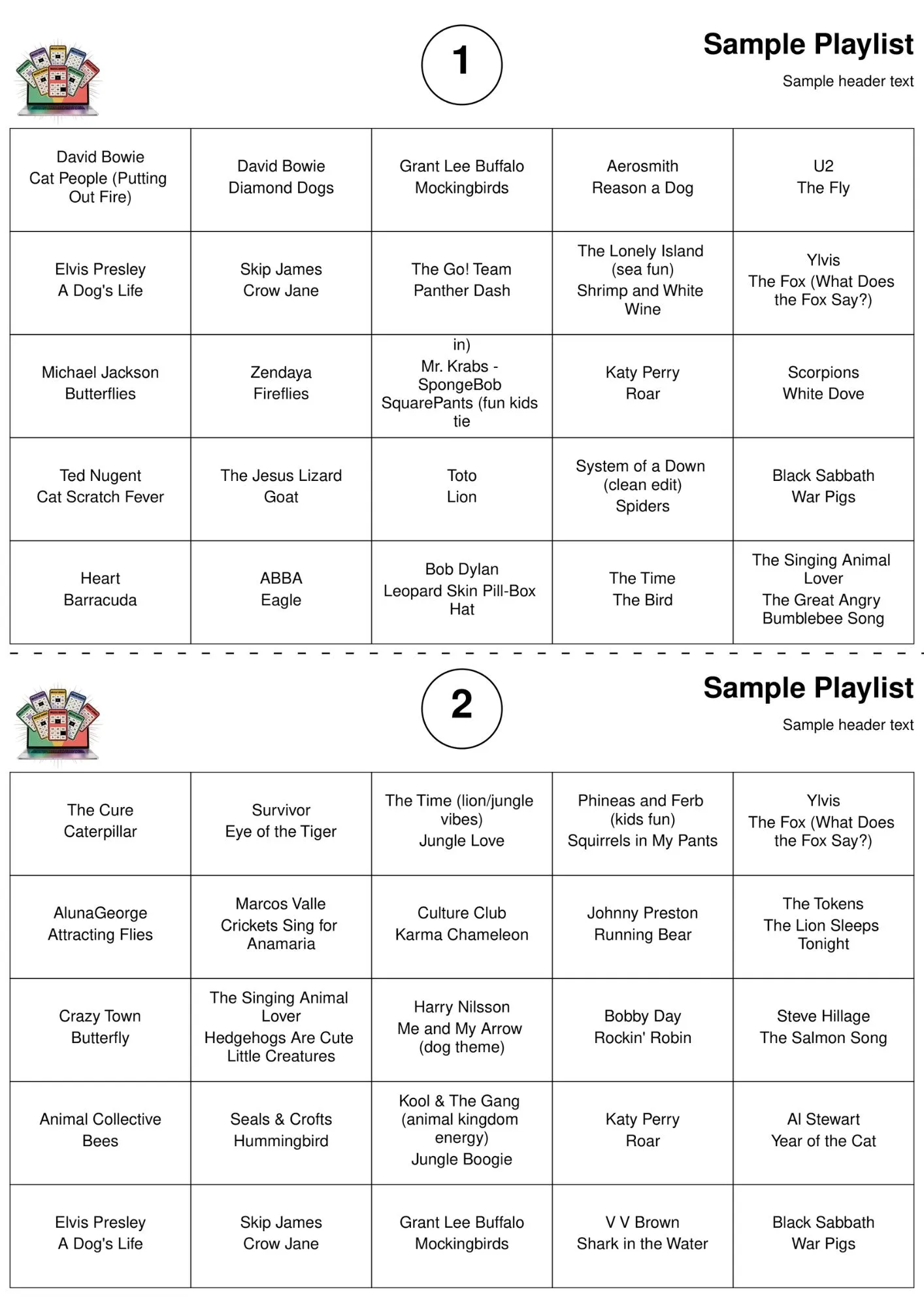 create your own playlists with 5x5 grid