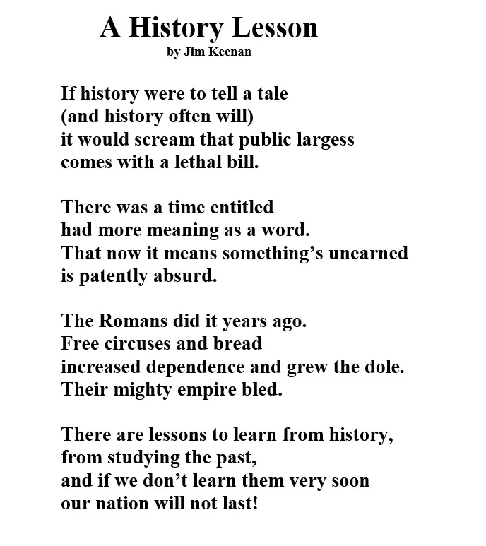 A History Lesson: An Original Poem by Jim Keenan Poet With A Point