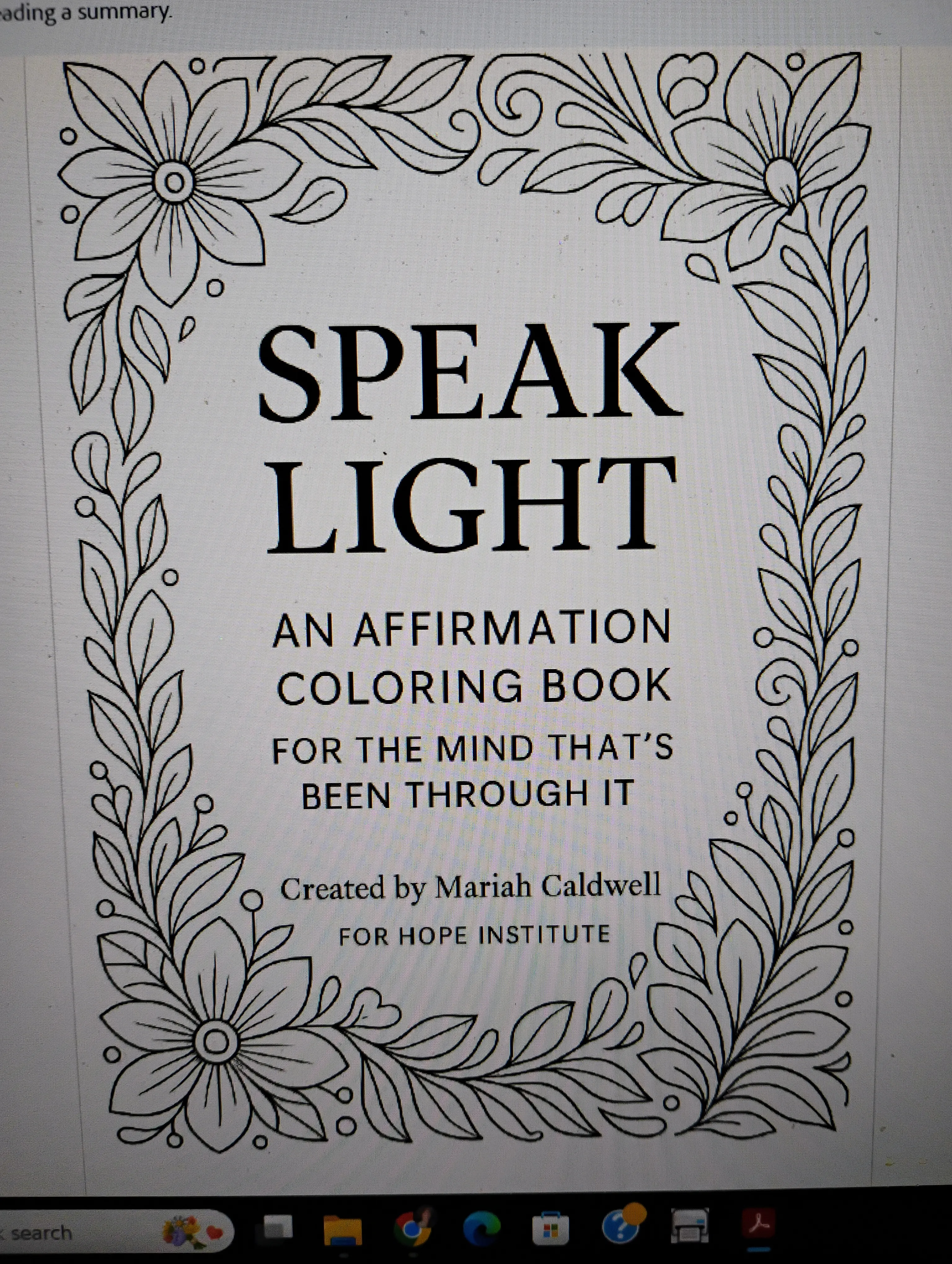 Speak Light Coloring Book