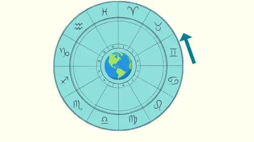 An arrow showing 30° of a zodiac sign