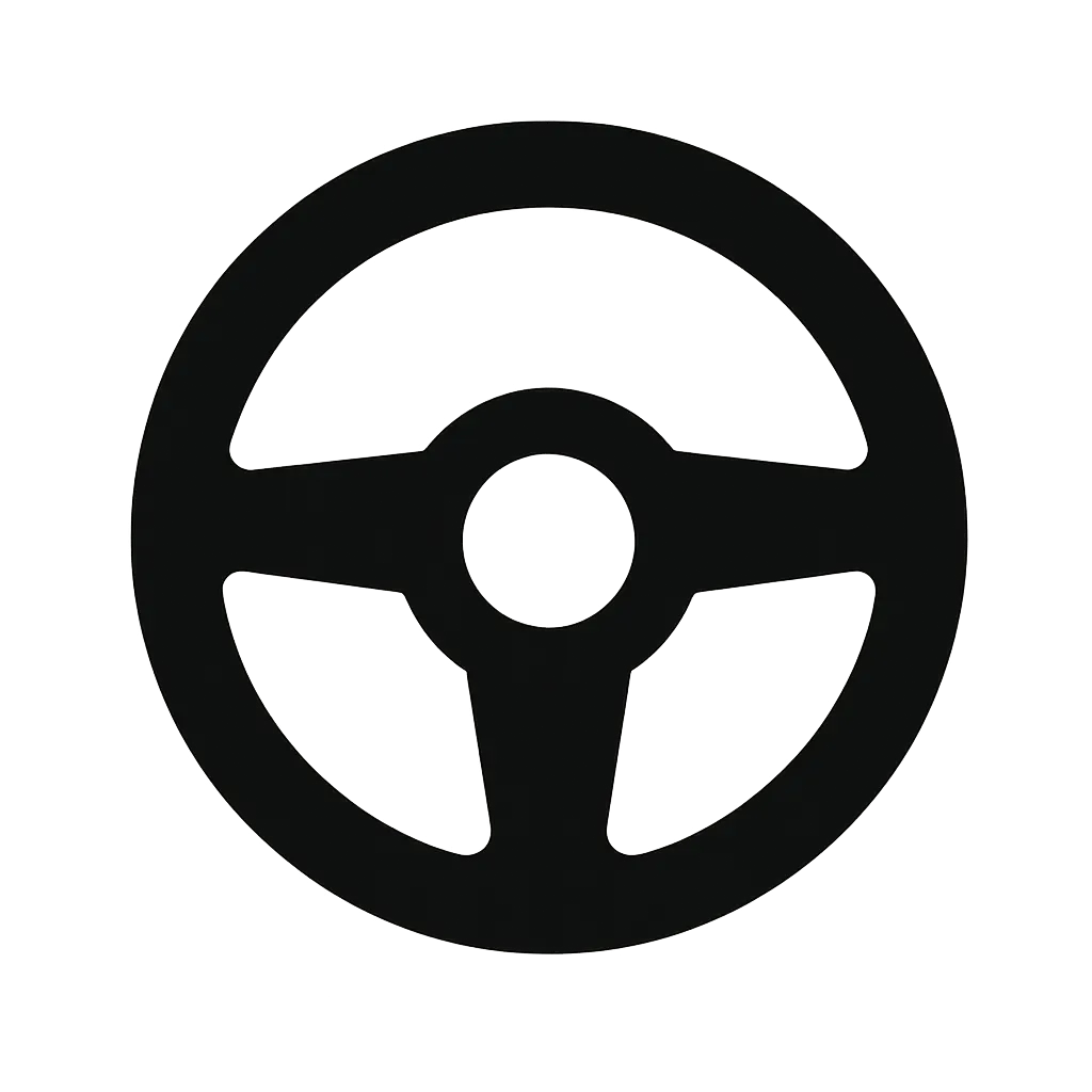Steering wheel icon representing online driver's ed course