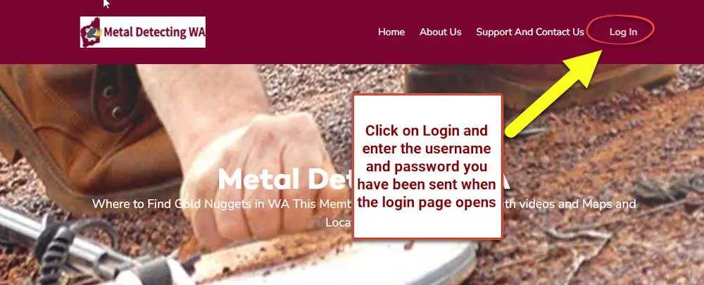 Metal Detecting Membership Login Page