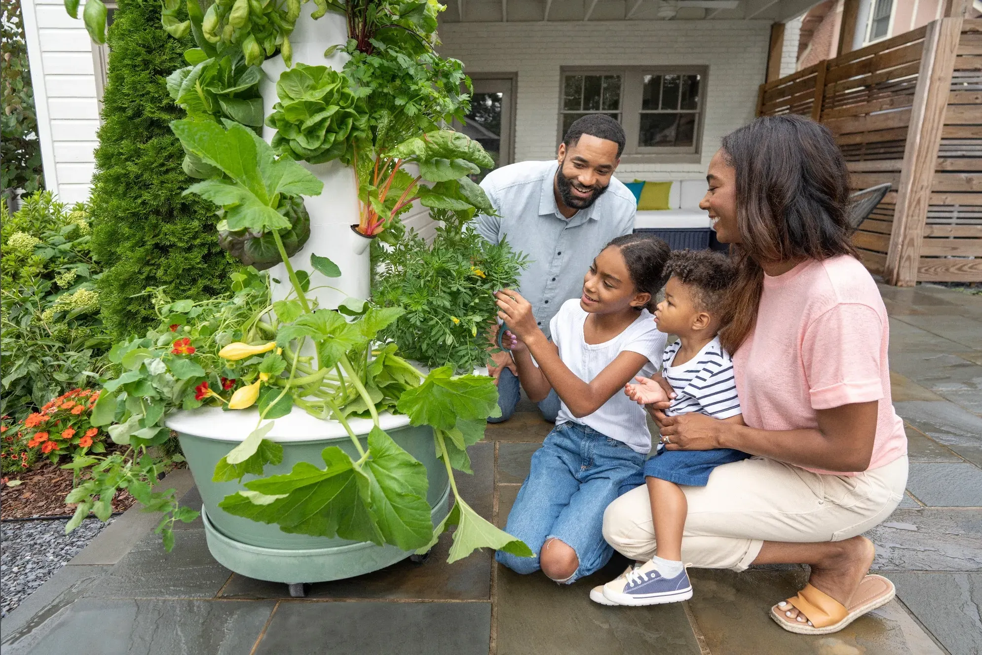 Tower Garden for time-saving hydroponic gardening with leafy greens, vegetables, and herbs 