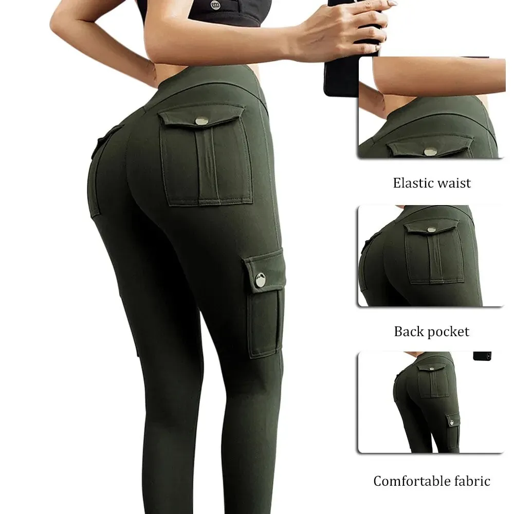 Women High Waist Hiphop Cargo Pants, Yoga Leggings Shapewear Nicetrendyshoppe