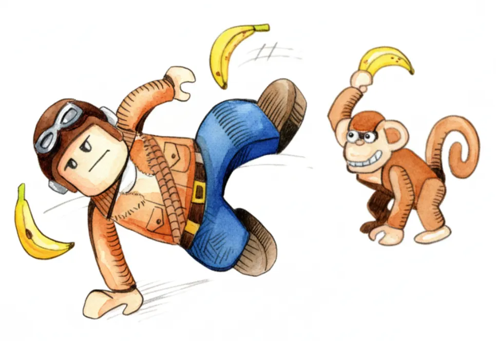 MiniHero Dodging Bananas