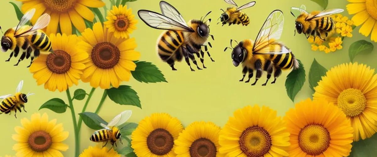 bees and sunflowers