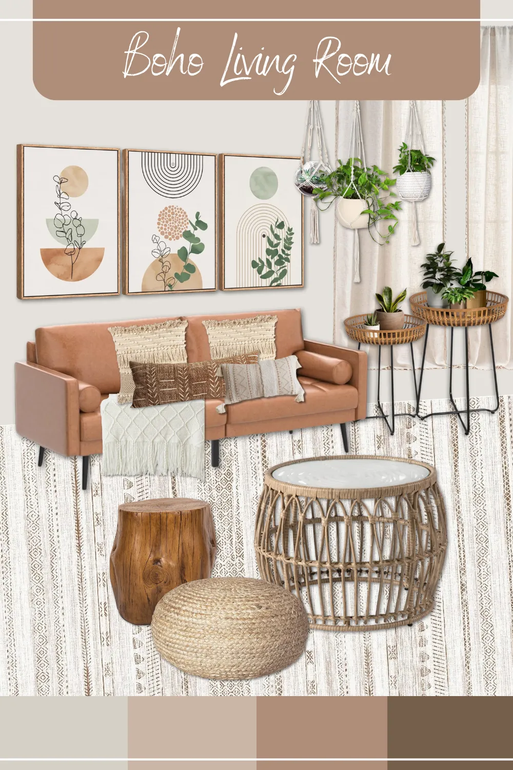 Bohemian Inspired Living Room Mood Board