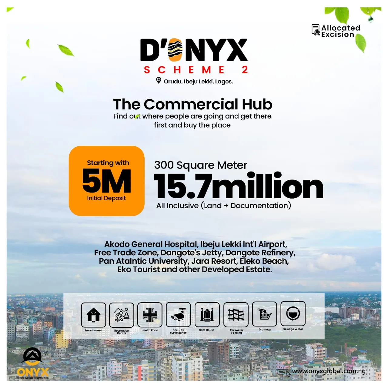 D'ONYX SCHEME 2, a mixed used property, strategically located in the heart of Ibeju Lekki and it is directly facing the road.
