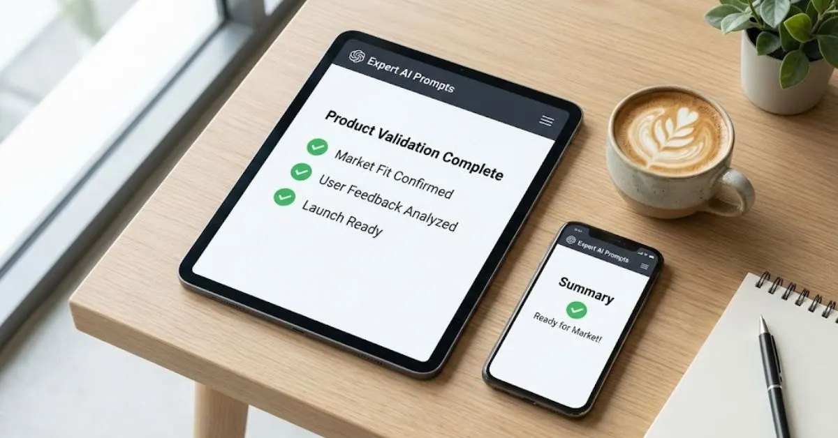 Digital devices displaying the AI Prompt Toolkit for product creation.