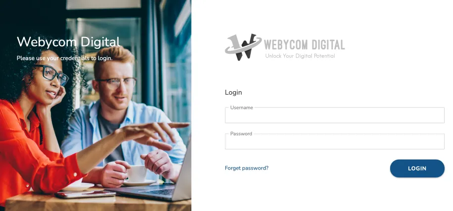 webycom custom app backoffice login