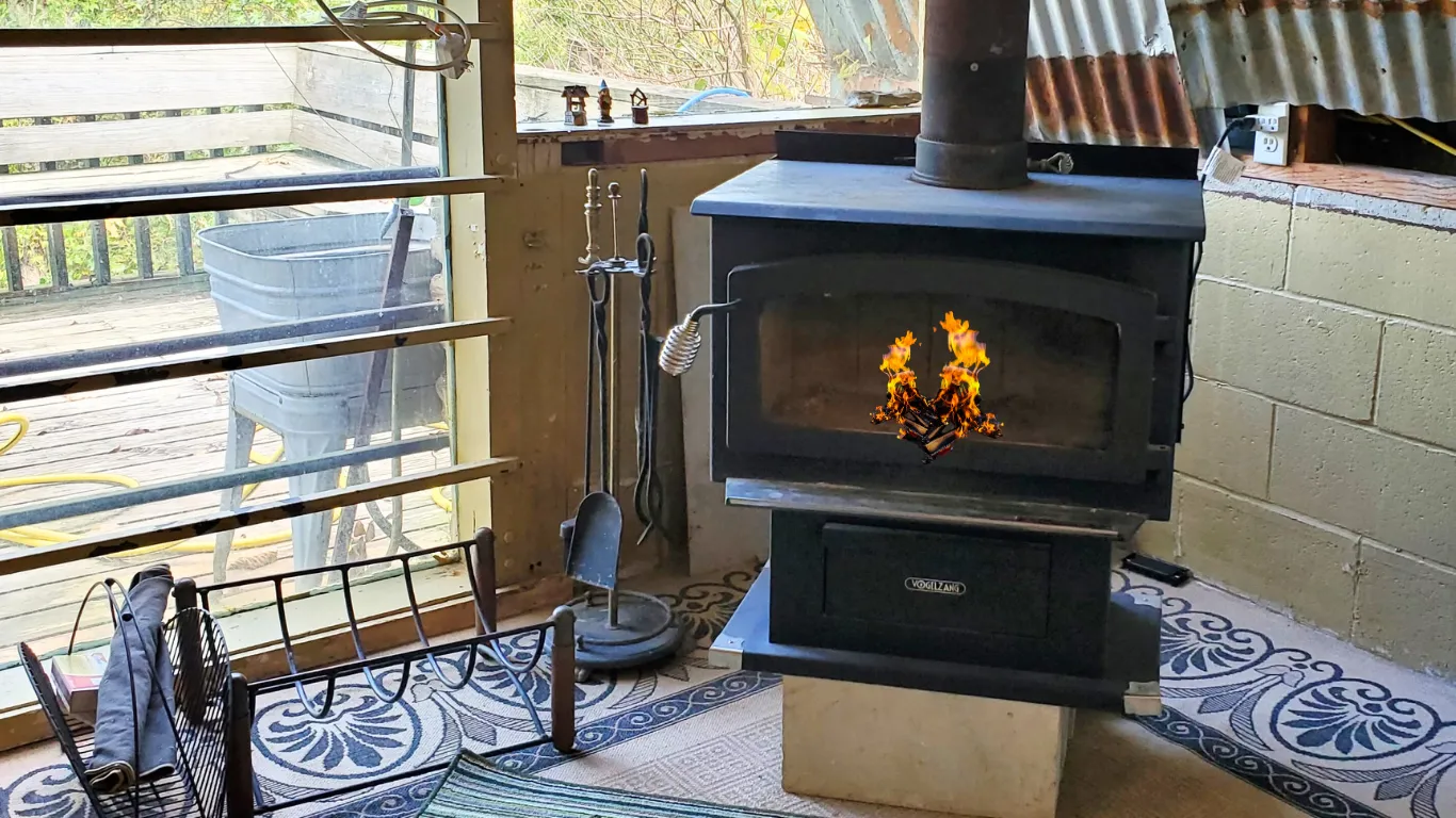 Funky Farm A-Frame on The Magic Land Wood Stove