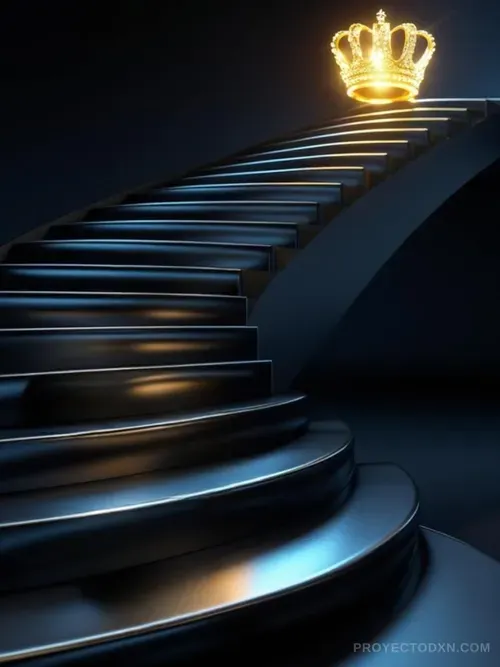 Escalera de éxito mostrando los rangos de la carrera DXN, desde Agente Estrella hasta Embajador Corona.