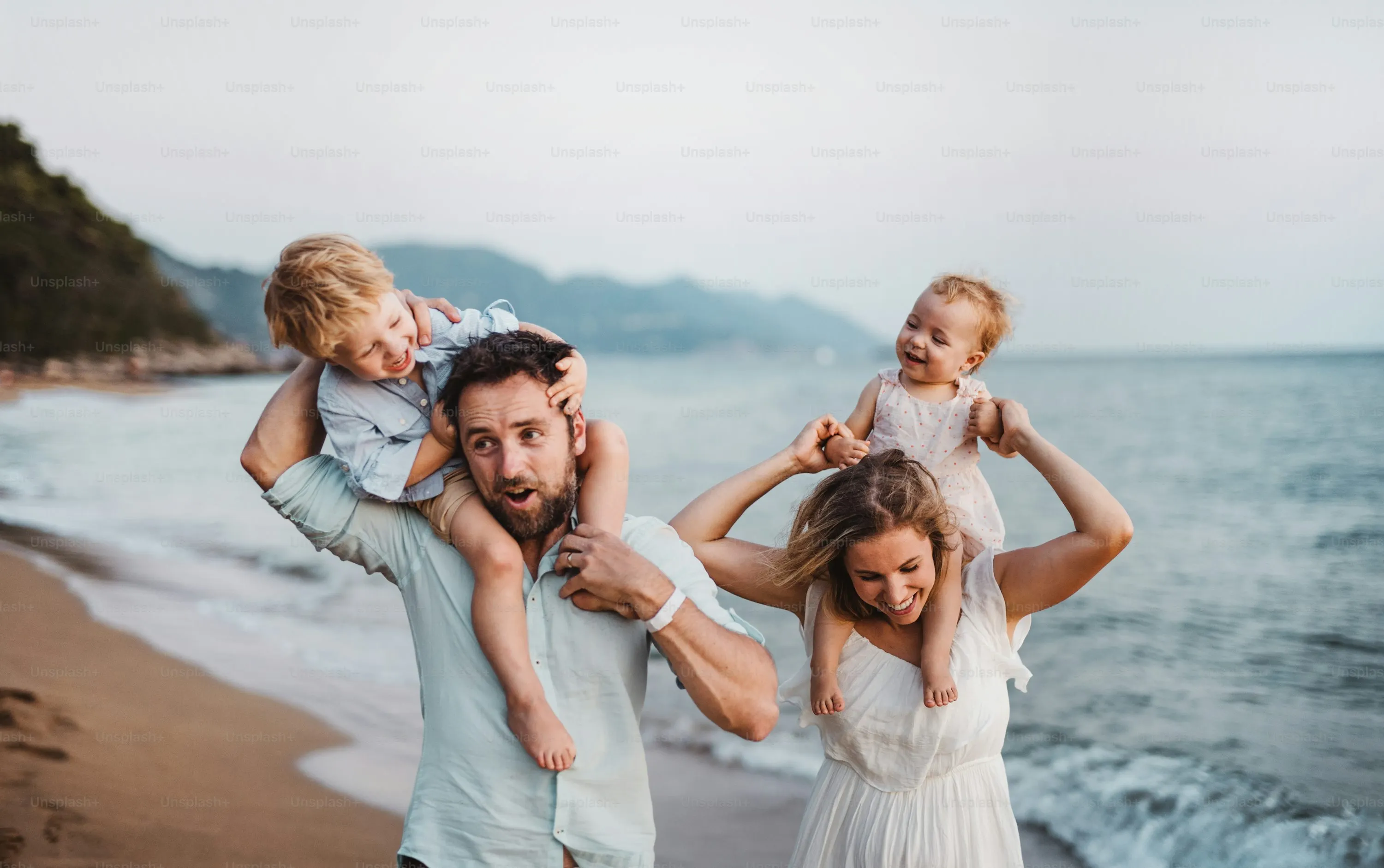 happy family at the beach