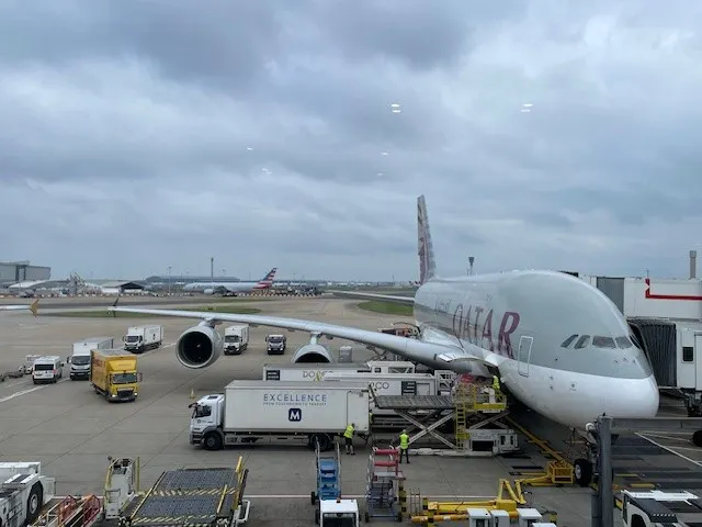 Qatar Airways A380 vlucht van LHR naar Doha