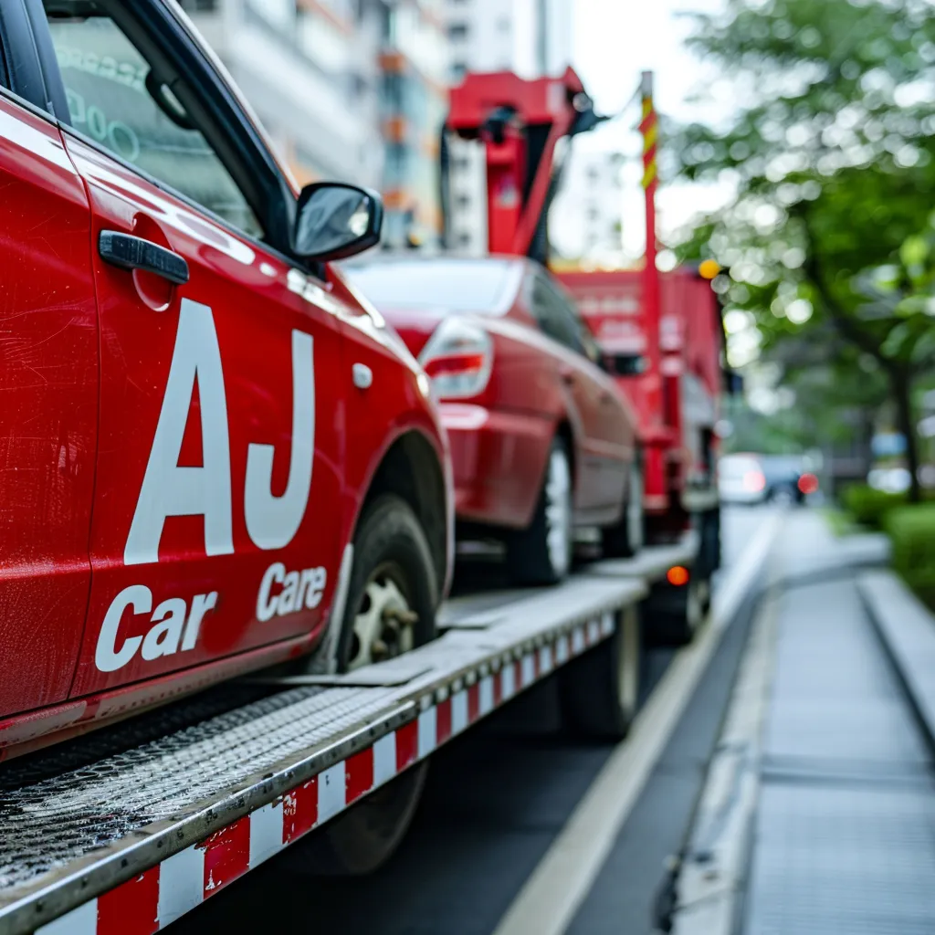 Cars on back of tow truck