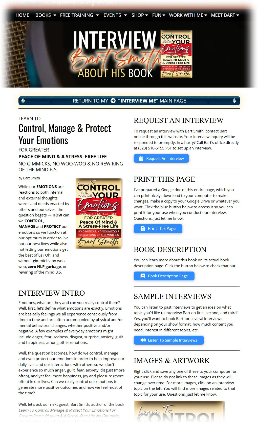 LEARN TO Control, Manage & Protect Your Emotions FOR GREATER PEACE OF MIND & A STRESS -FREE LIFE NO GIMMICKS, NO WOO-WOO & NO REWIRING OF THE MIND B.S. by Bart Smith