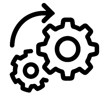 Minimalist icon of a neural network symbol representing AI-powered firm research