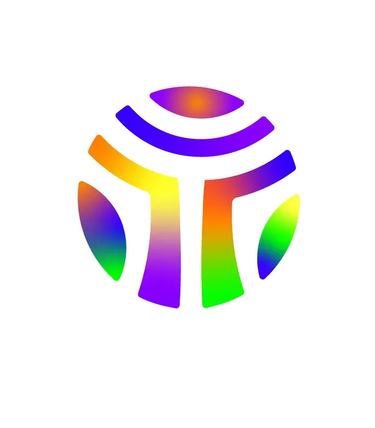 Titanology logo with rainbow colours - the out and proud business hub