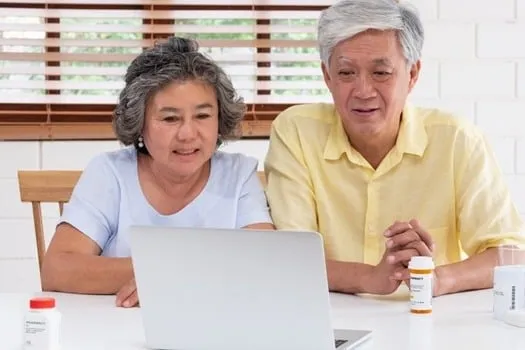 Old Couple looking at Computer Screen