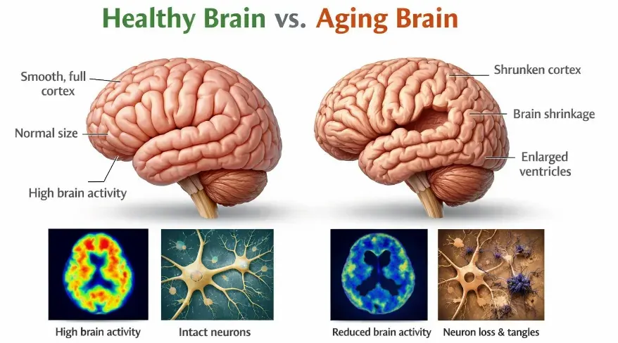 Healthy brain vs aging brain