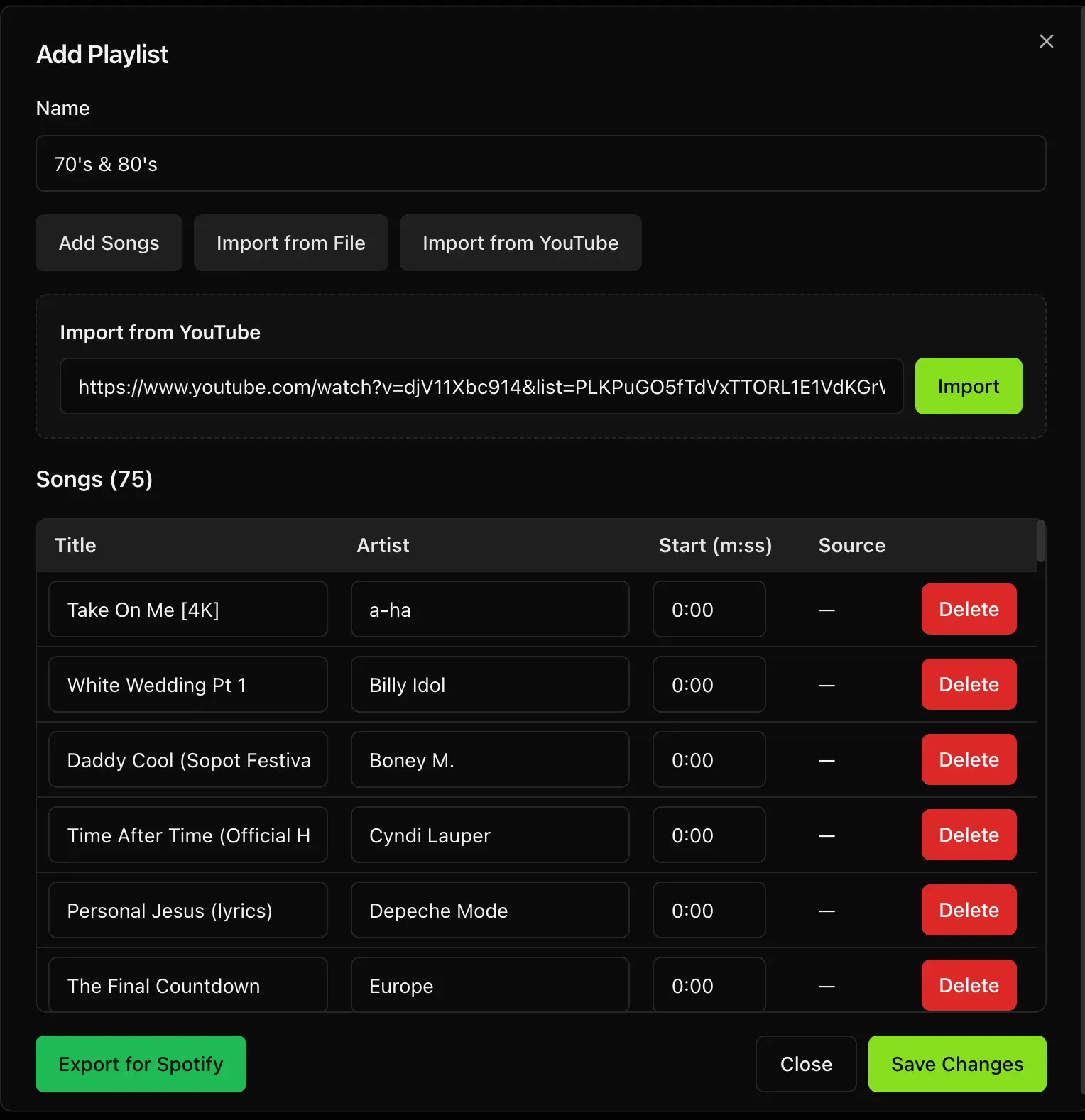 Music Bingo card generator import from YouTube 