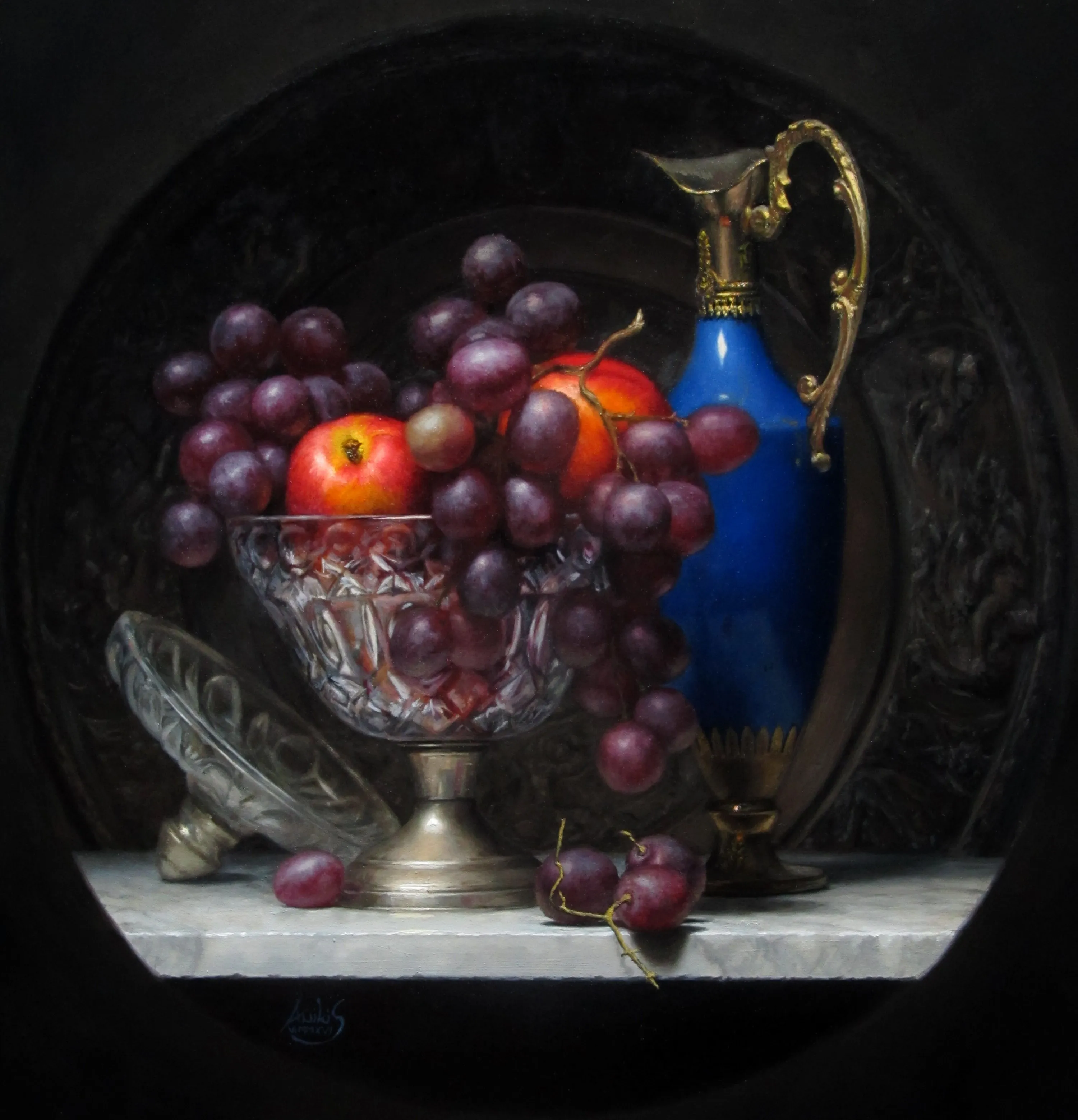Večni sadeži, slikarsko delo Nik Anikis olje na platno