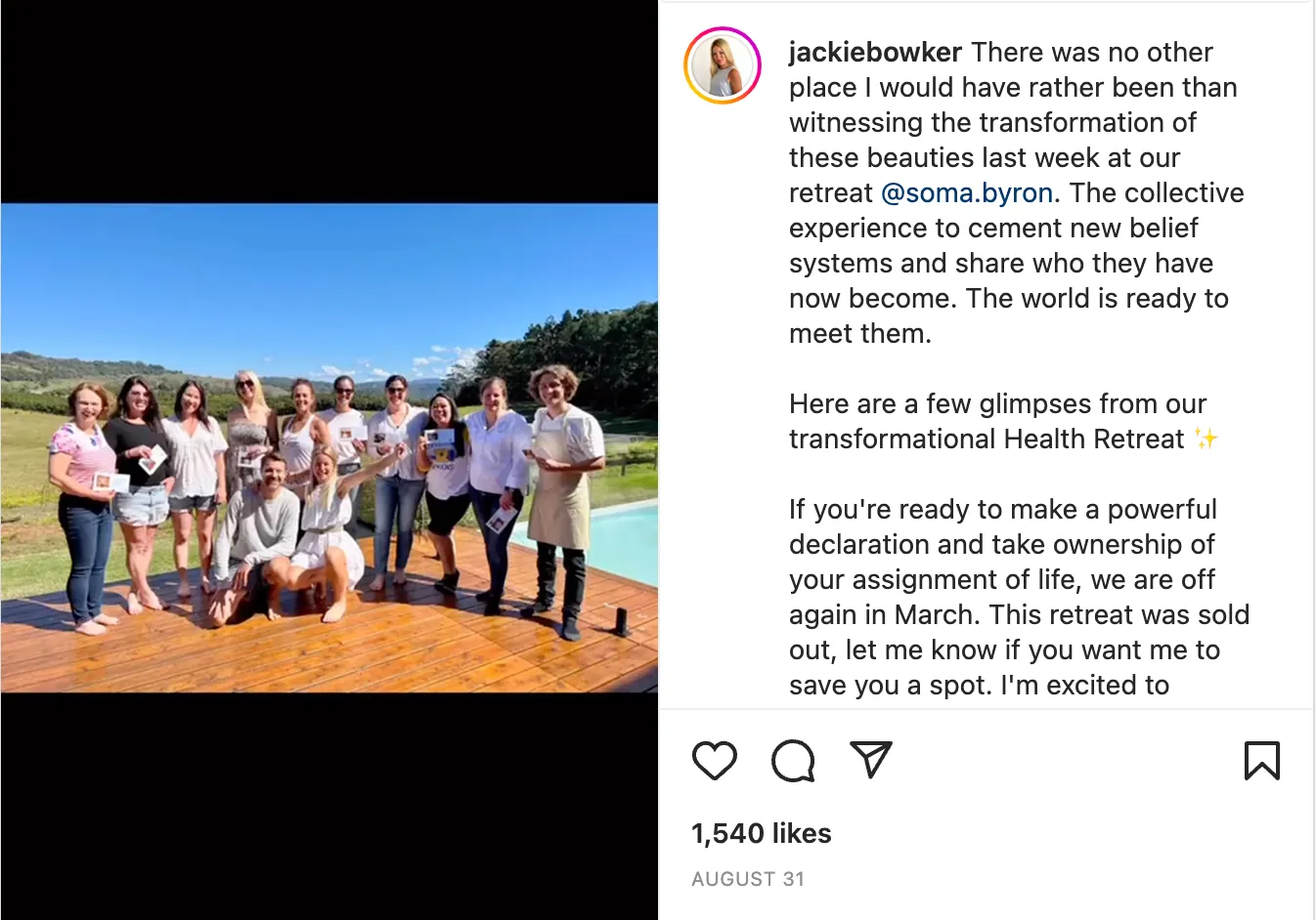 Jackie Bowker Retreat