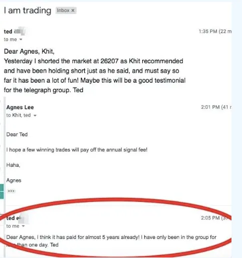 Ted win in Gann Trading Room Email