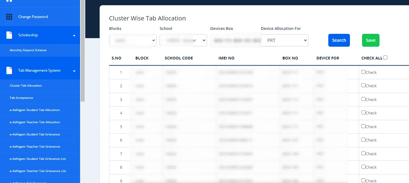 tab allocation on avsar portal