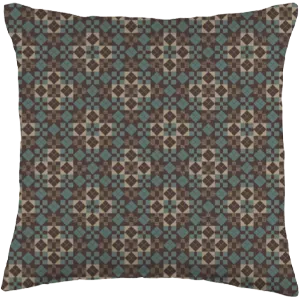 block quilt pattern throw pillow in turquoise and brown