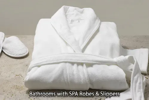 Step into comfort! Stay in our chic home, with bathrooms adorned with SPA robes & slippers for an unparalleled bathing experience.