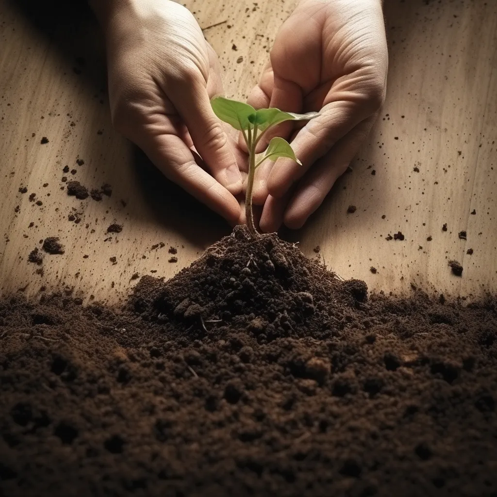Two Hands planting a small plant in dirt
