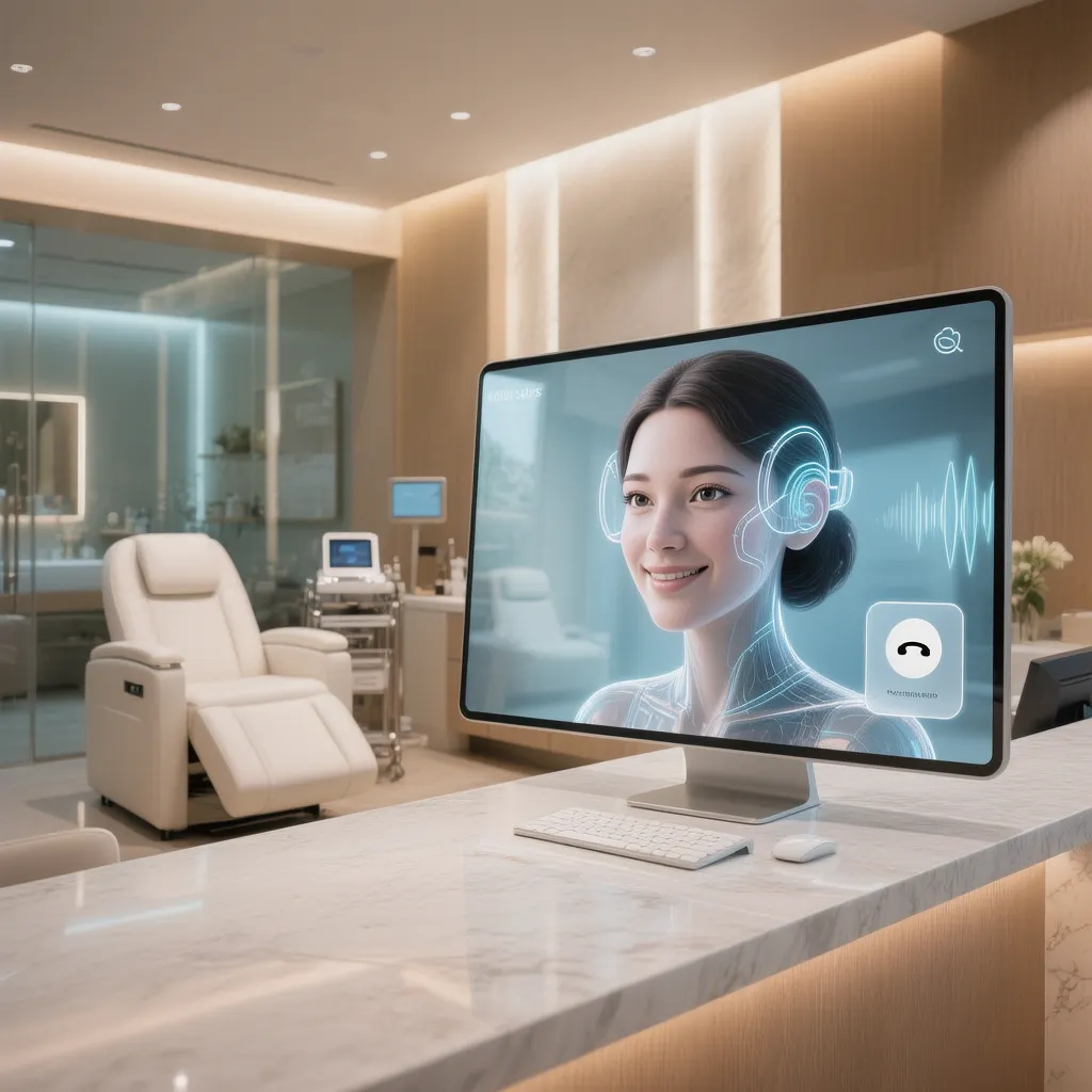 Med Spa business with computer with Ai receptionist