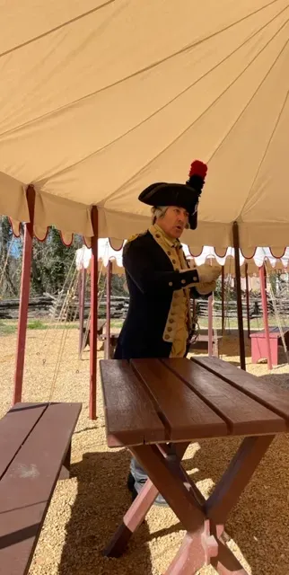 Mark Schneider portraying the Marquis de Lafayette in Colonial Williamsburg
